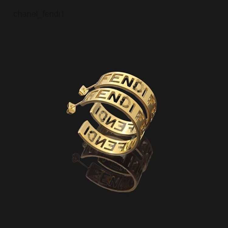 Big Size Luxury Designer Earrings Titanium Steel Simple Hollow Letter Hip Hop Earrings Hoops Fashion Jewelry For Women Lady Girl