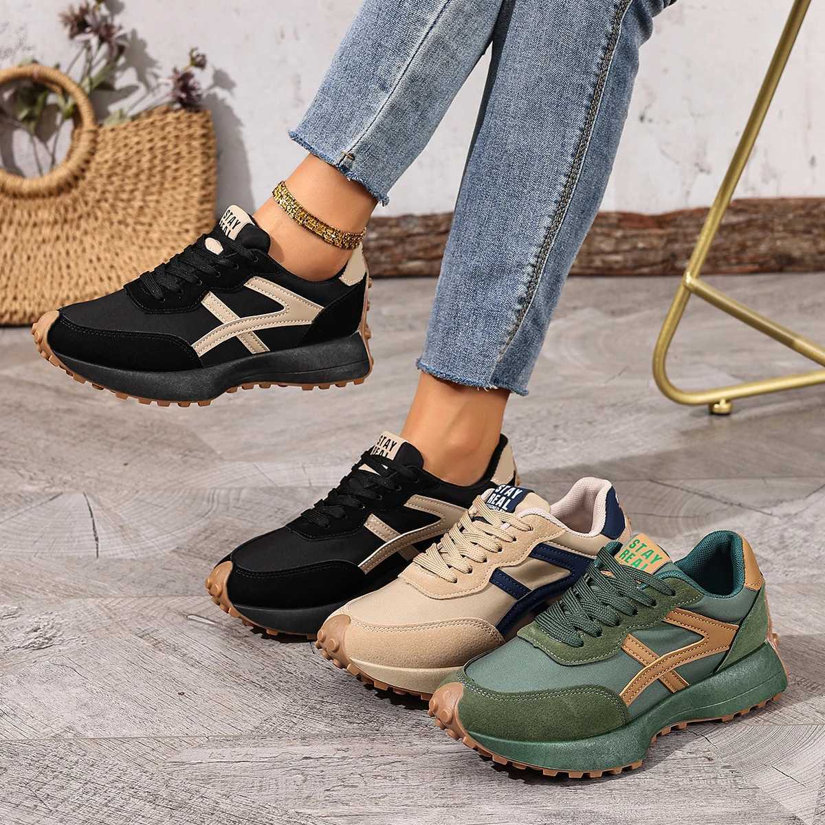 Casual Shoes 2025 New Women Sneakers Spring Casual Lace Up Sport Sneakers Platform Anti-slip Running Shoes Women Zapatos De Mujer H261016