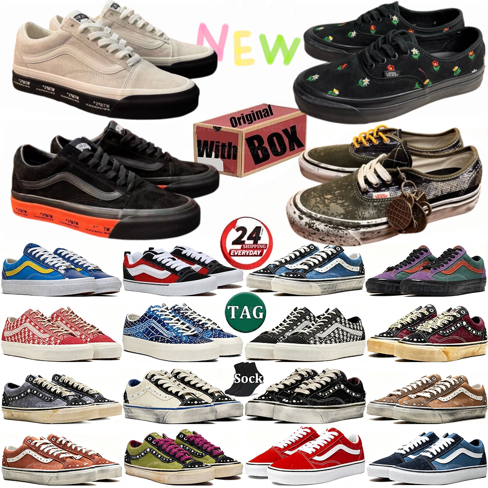 with box designer pearlized shoes Black White luxury Casual Low Sneake for collaboration Men Women Pink slip knu old skools casual d h sneake Sport