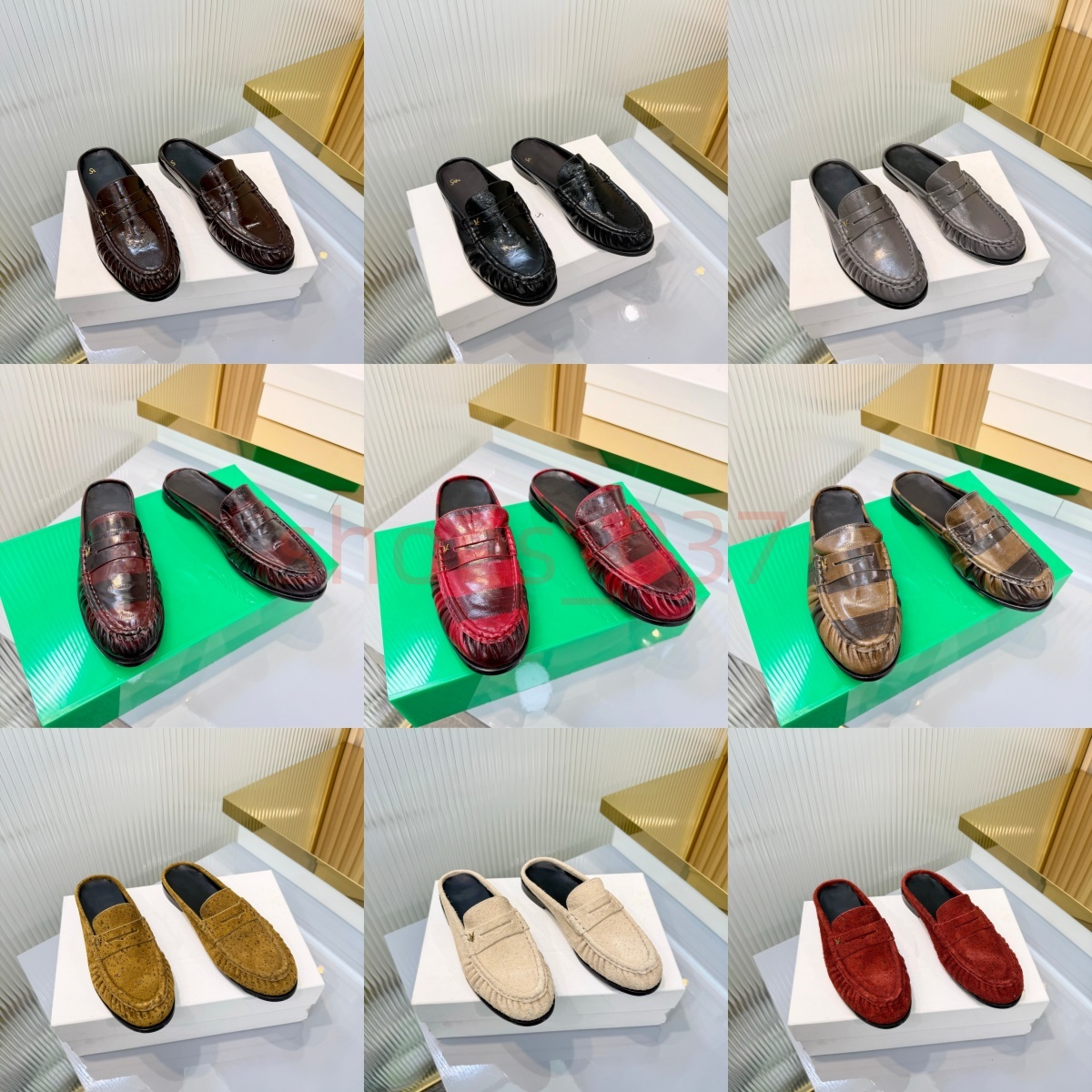 Designer Suede Loafers Luxury Mules Men Women Real Leather Dress Shoes Crocodile Texture Flat Slippers Slides Lazy Moccasins Driving Shoe size 35-46