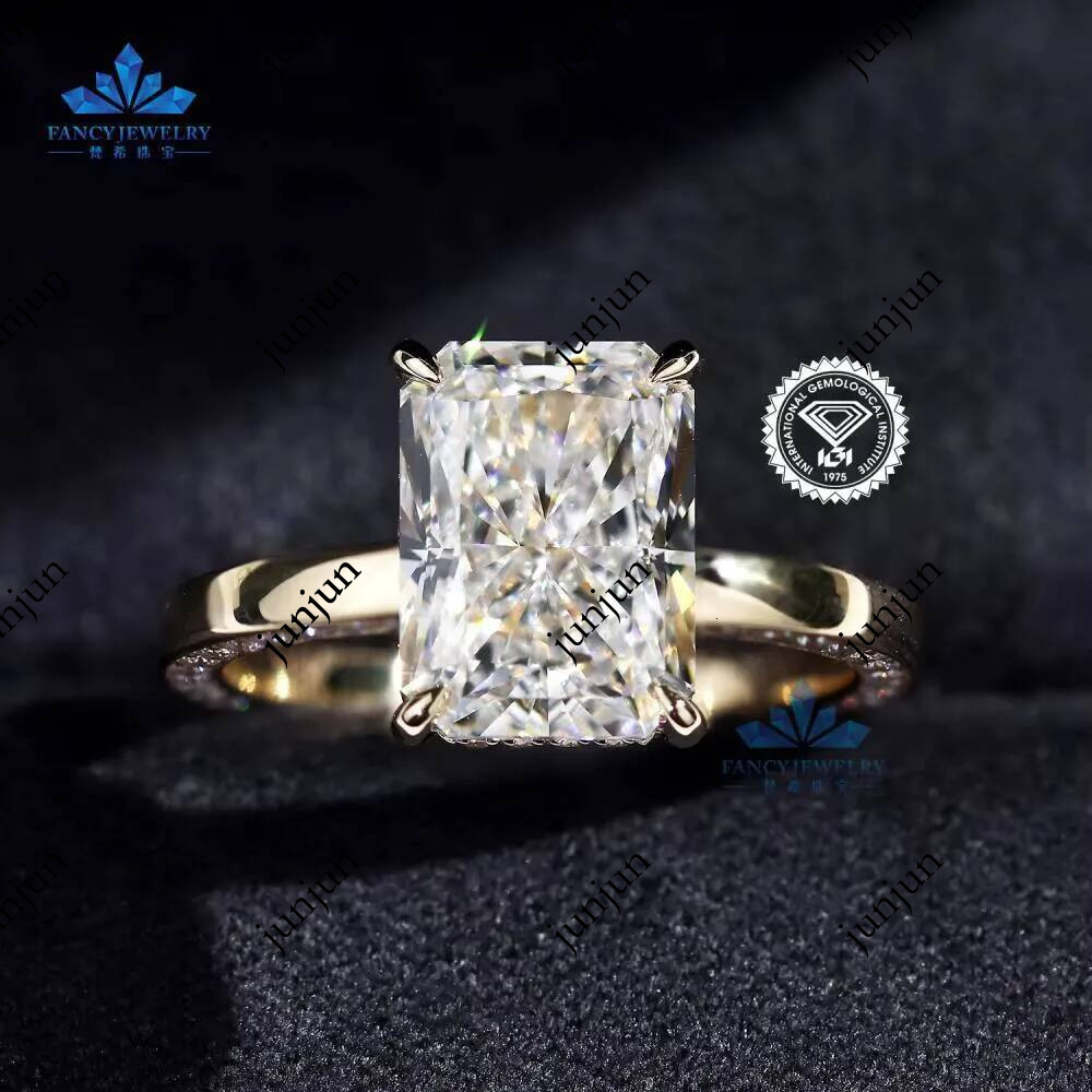 IGI Certificate 14K Yellow Gold Wedding Luxury 1CT3CT Radiant Cut Lab Grown CVD Diamond Ring for Women Ladies