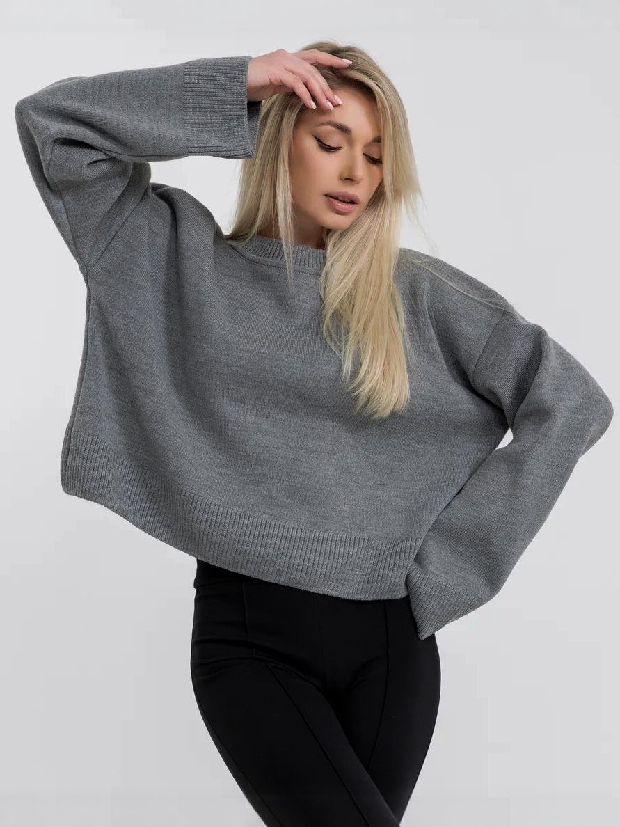 2026 New Designer European And American Style Fashionable Versatile Casual Women's Loose Solid Color Long Sleeved Sweater Free Shipping Wholesa