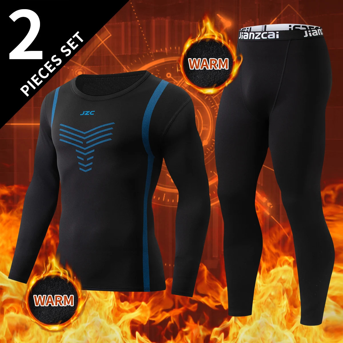 2piece Autumn And Winter Men's Letter Line Printed Warm Underwear Set for Youth Sports Cycling Comfortable Long Sleeve Base 261012