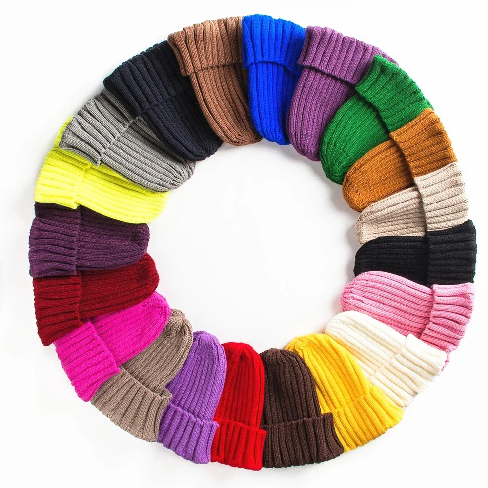 Candy Colors Winter Women Knitted Hat Warm Soft Trendy Kpop Style Wool Beanie Elegant All-match Cap261016