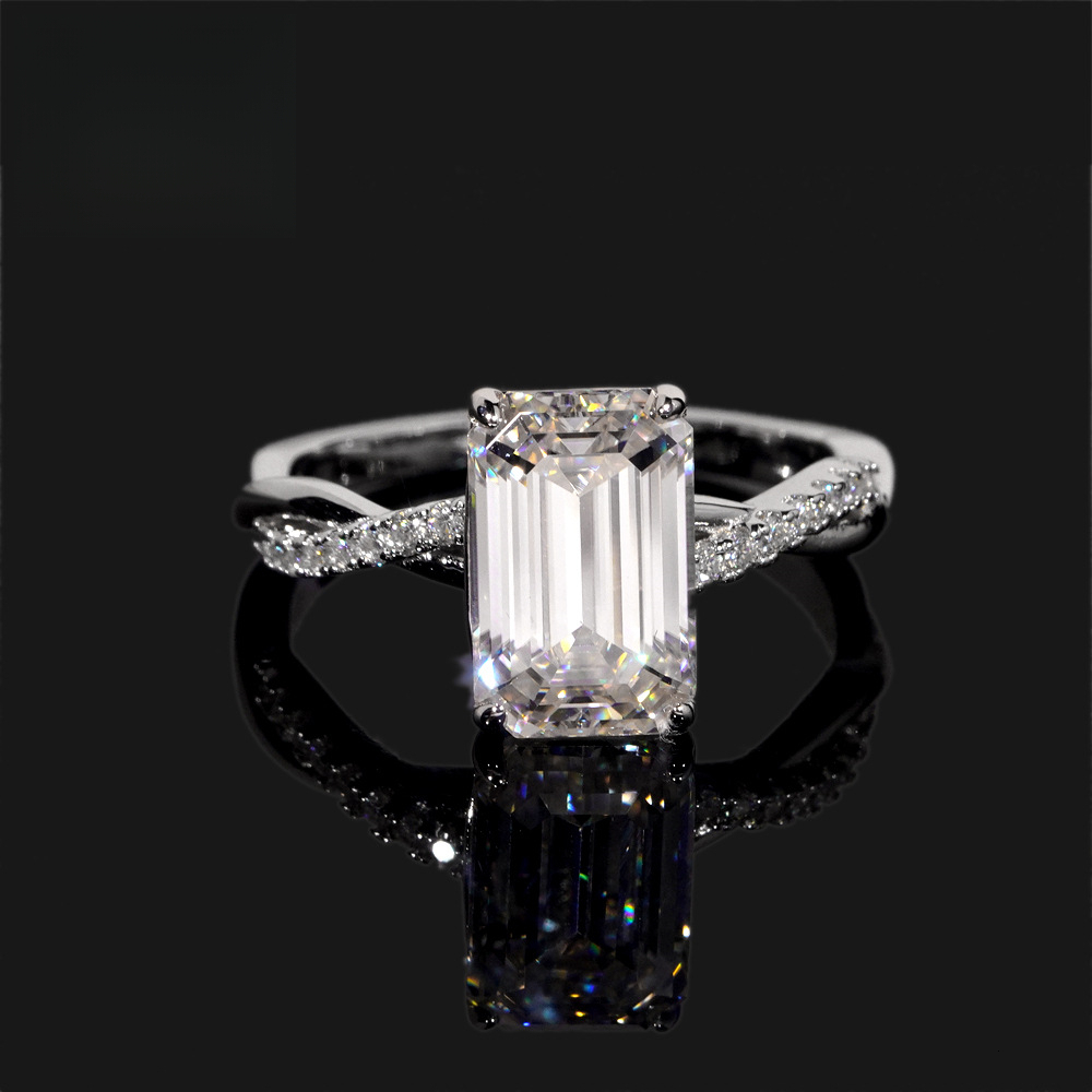Factory S925 Sterling Silver 3.5CT Emerald Cut Moissanite Ring, Engagement Ring for Women,