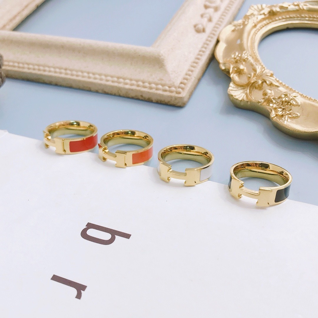 H brand ring High Version H Love Home Fashion CrossBorder Titanium Steel Personality Manufacturer Wholesale Women Men Letter enamel ring,stackable b