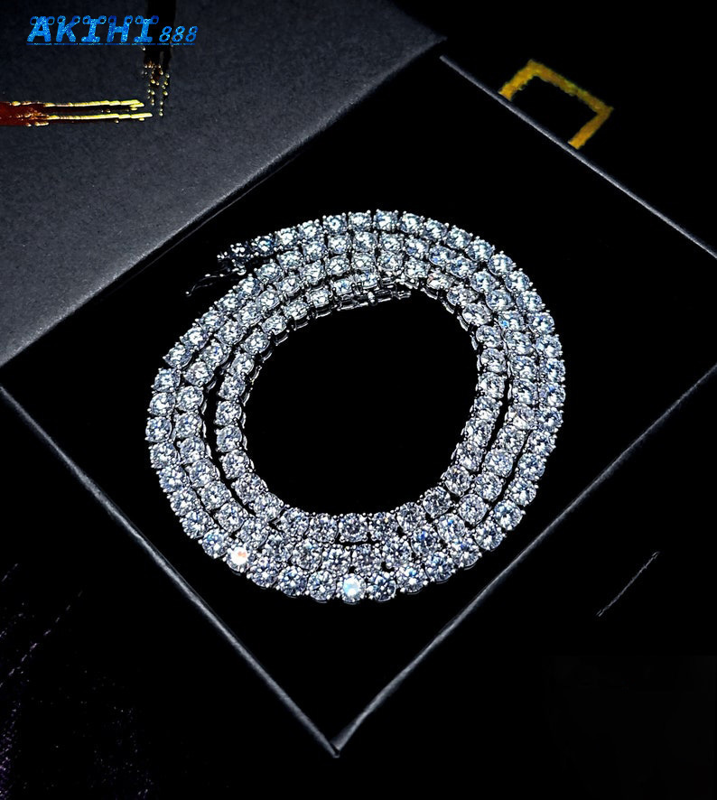 SMON01 Cheapest Wholesale Factory Price D Color 2MM 3MM 4MM Hip Hop Moissanite Diamond Tennis Chain Necklace for Women Men