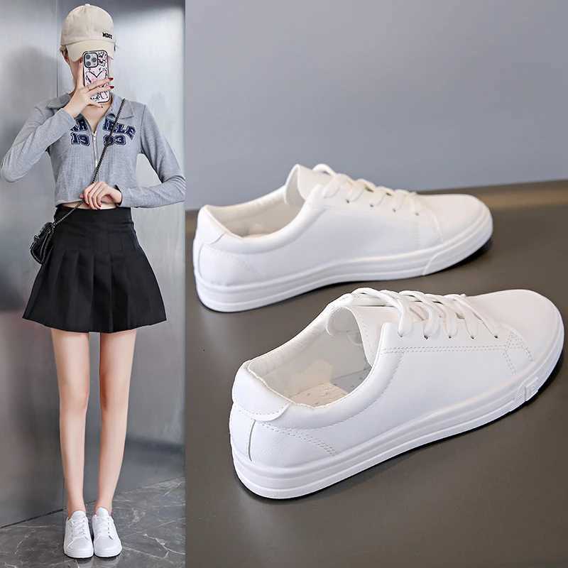 Casual Shoes Women Sneakers Breathable Students Casual Sports Shoes Girl Flat Leather Pu White Shoes Woman Vulcanize Shoes H261016