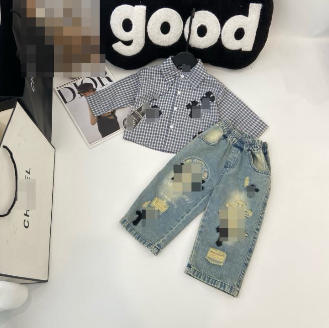 Summer Kids Designer Clothes Cute Two Piece Skirt Set Baby Girls Children Clothing Dresses Sets Short Sleeve Pullover T-shirt Pleated Cake Dress P83