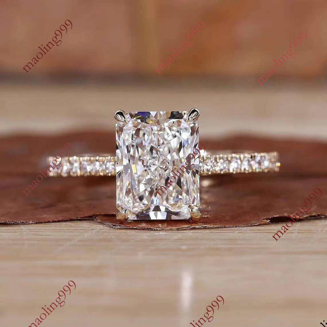 Custom 1-3 CT Radiant Cut CZ Diamond Engagement Ring 925 Sterling Silver Trendy Hidden Halo Design Pave Setting Wedding Band