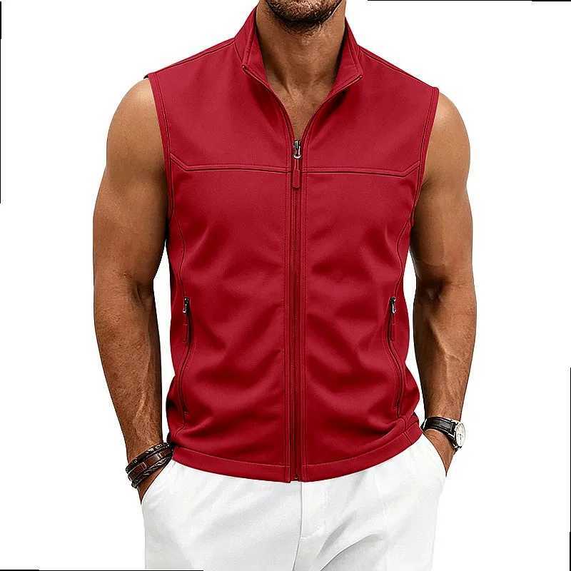 Vest Men's Sleeveless Vests Summer Zipper Hoodie Men Bodybuilding Fitness Training Tank Top Loose Breathable Pocket VestsW261017