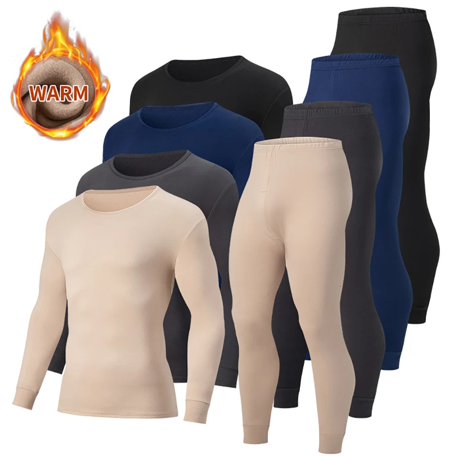 2piece Autumn And Winter Men's Solid Color Simple and Versatile Round Neck Warm Underwear Set Comfortable Youth Home Clothes 261012