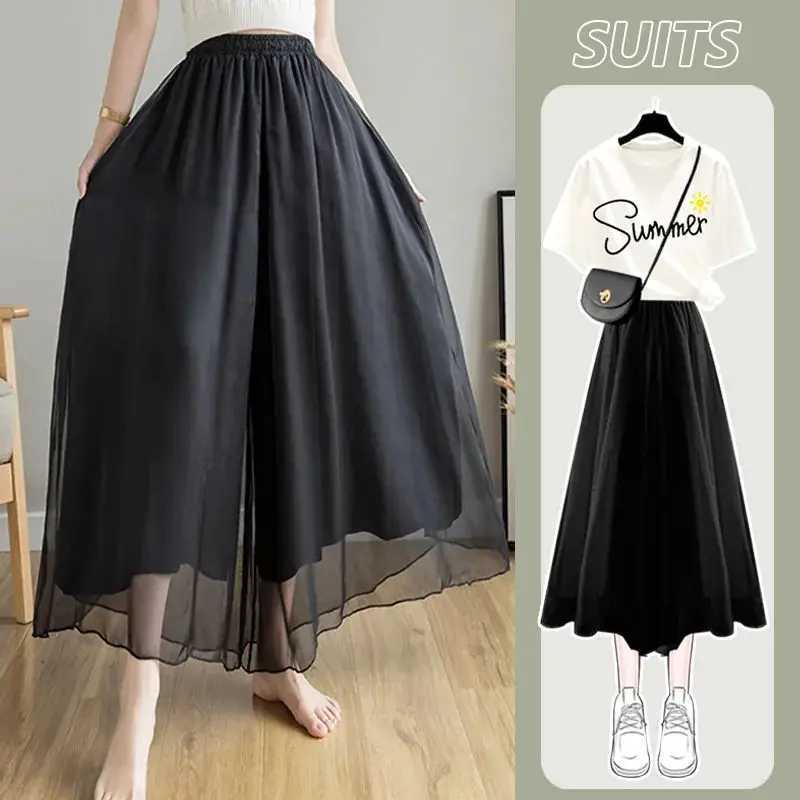 Female Clothing Dress Solid Skirts Women's 2023 Summer New Loose Versatile Elastic Waist Fashion Elegant Pant Skirt W261017