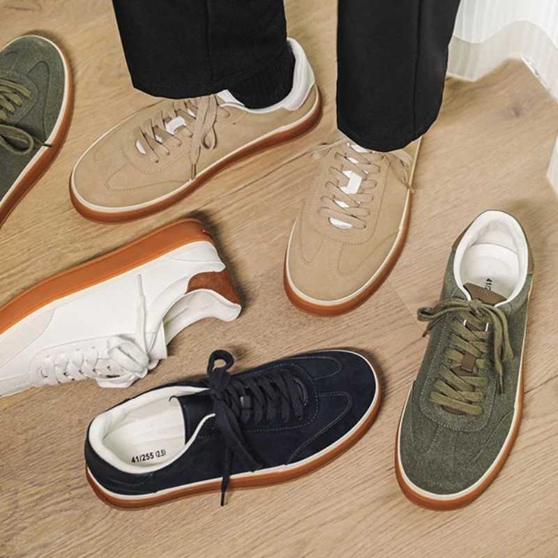 Casual Shoes Men's Casual Sneakers Round Toe Color Block Soft Sole Lace-up Versatile New Spring and Autumn Low-top Flat Vulcanized Shoes H26101