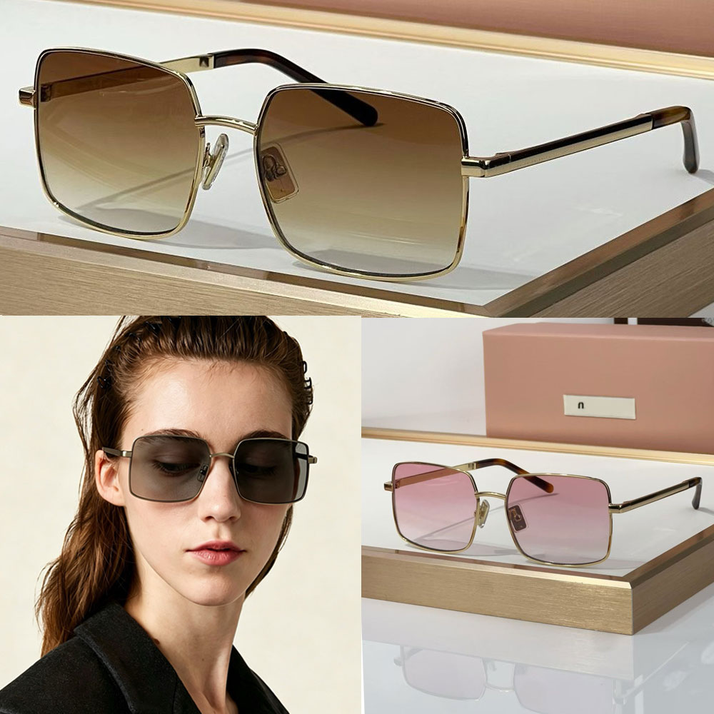 Runway sunglasses women luxury designer sunglasses SMUC53 26ss fashion show fall winter sunglasses classic large square metal frame graduated lenses