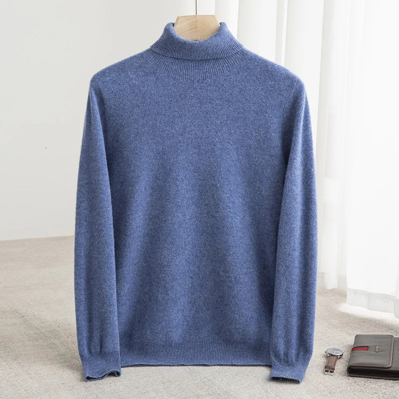 Men's Turtleneck 100 Merino Wool Sweater Men 2026 Autumn and Winter Large Size Loose Knitted Keep Warm Top Jumper 261009