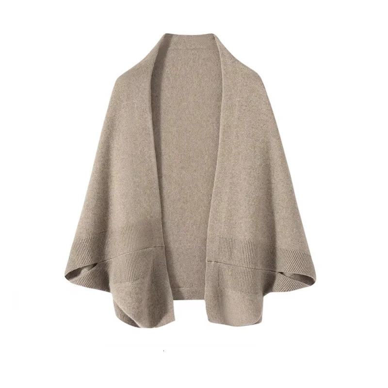 100Wool Knitted Poncho Cardigan Shawl For Women Winter Autumn Warm Soft Shoulder Neck Protect Scarf Cape DualUse FashionCloak 261015