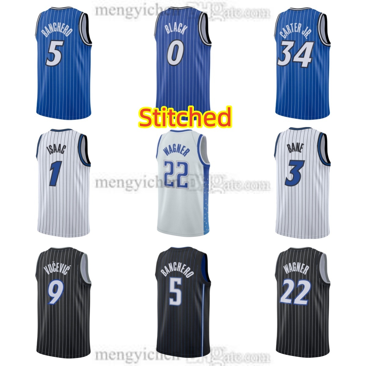 Stitched Men's Basketball Jerseys Paolo 5 Banchero Desmond 3 Bane Jalen 4 Suggs Franz 22 Wagner Wendell 34 Carter Jr. Anthony 0 Black 9 Nikola