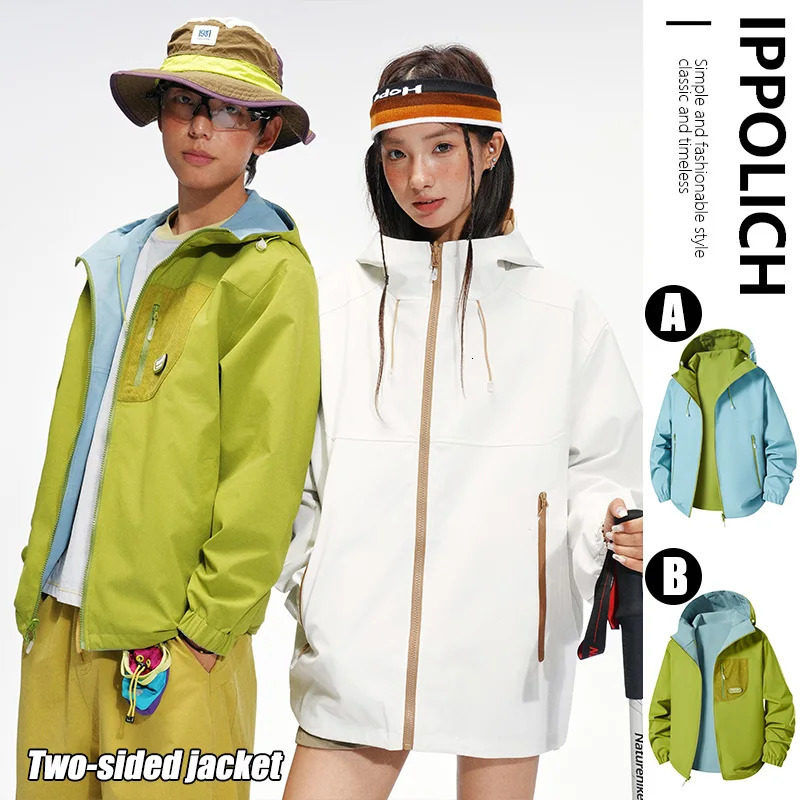 Couple Jacket Two-sided Coat Autumn Long Sleeve Casual Men Coats Y2K Women Reversible Double-Sided Jackets Windproof Unisex Tops 261014