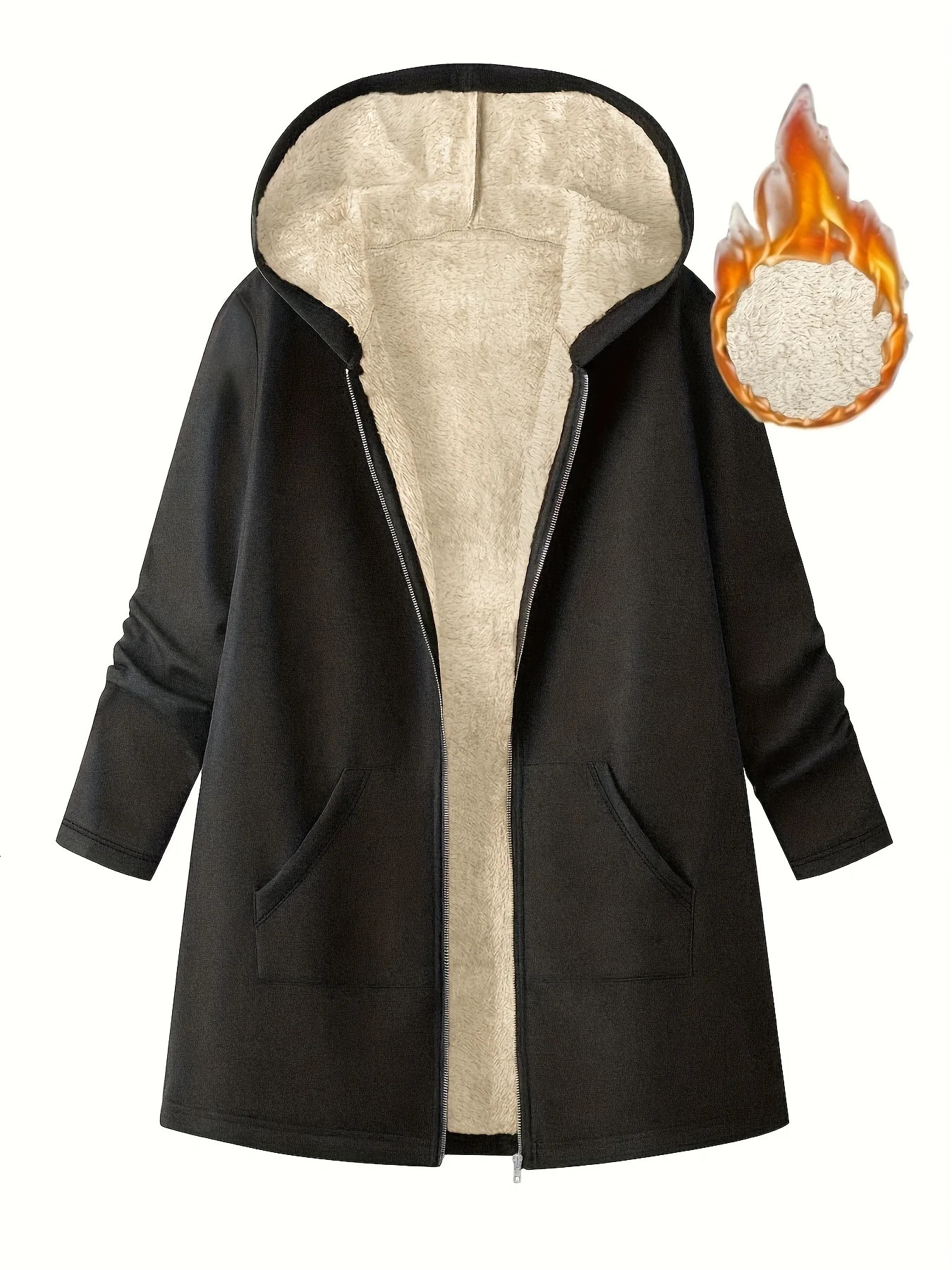Plus Size selling winter women's warm plush pocket hooded sports jacket 261014