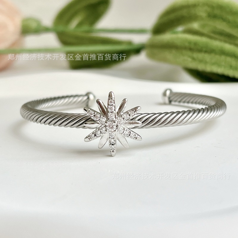 DY Cable Jewelry Designer Davidjersey Yurmannn Luxury Bracelet For Woman Men Luxe Bangle DY Micro-paved Sunflower Bangle With Twisted Wire Opening T