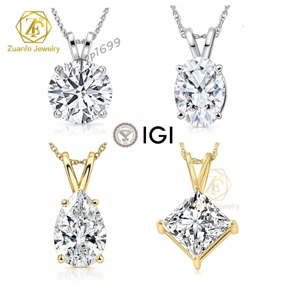 Wholesale 18k Solid Gold Cvd Lab Grown Diamond Necklace 14k 10k Synthetic Igi Certified Lab Grown Diamond Pendant