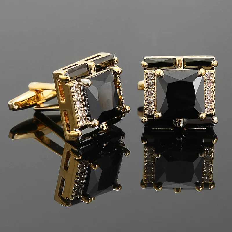 Diamond Cuff Links Luxury Brand Cufflinks For Mens Shirts Jewelry Novelty Button French Style Gold Crystal Cuff LinksW261017
