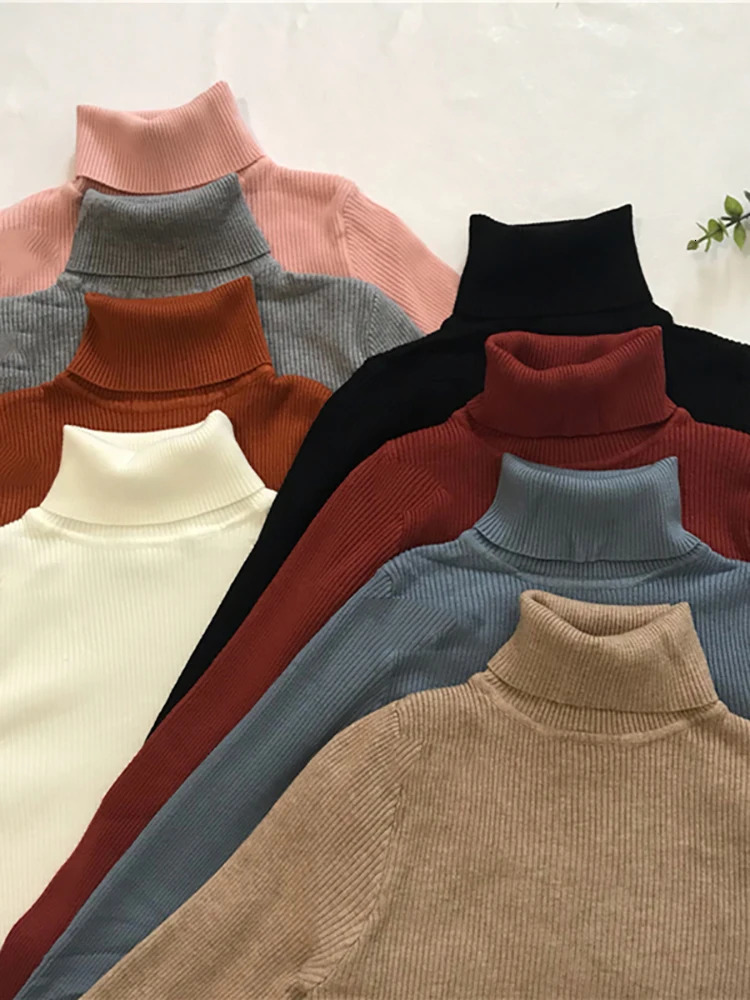 zjaiss Korean Slim Women Pullover 2026 Turtleneck Sweater Autumn Winter Tops Jumper Knitted Pull Femme 261008