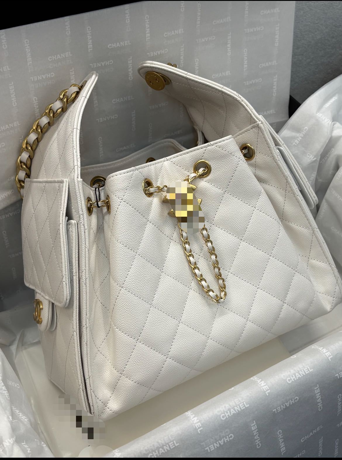 2026 New New C Bag Lychee Patterned Hobo Shoulder Fashionable Drawstring Chain Crossbody Bucket For Women Free Shipping Free Shipping