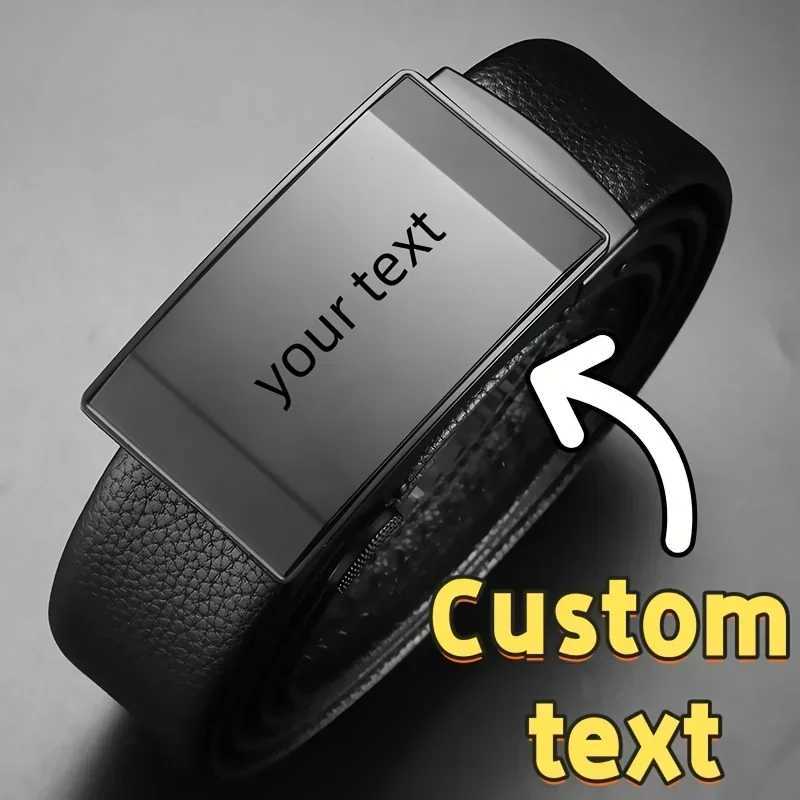 with Automatic Alloy Buckle Belt Personalized Photo/ Custom Engraved Men's Belt PU Leather Dress Belt Unique Gift for Him M261016