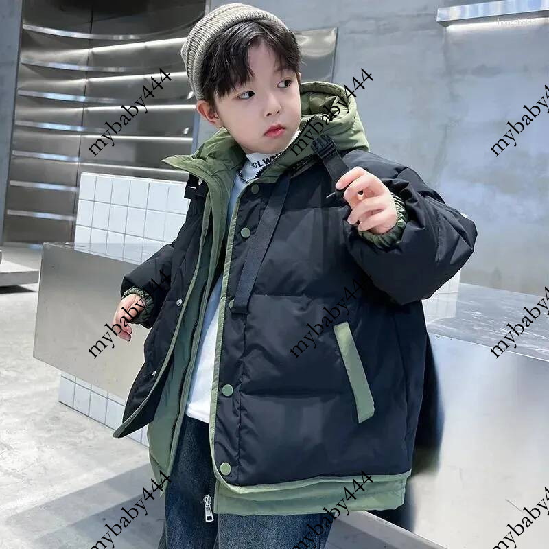 Down Coat Thick Warm Winter Boys Jacket Fashion Hooded Patchwork Outerwear For Boy Children's Clothing Kids