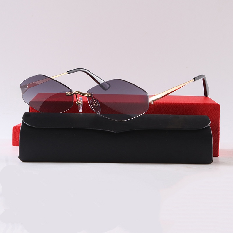 Women NEW Fashion Sunglasses Small Retro Rimless Sunglasses For Brand Designer Ladies Summer Leopard Head Eyewear Fashion Travel For Sun Glasses UV4