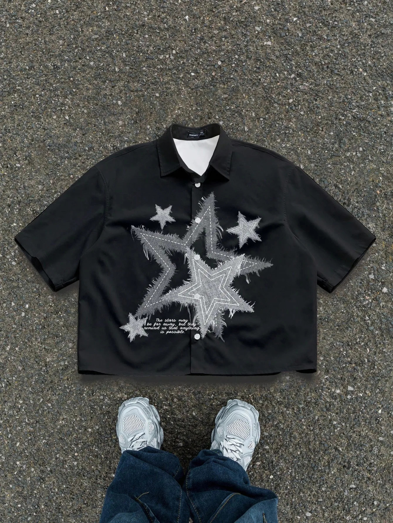 2026 Summer Style Men's Short-Sleeved Shirt with 3D Star Pattern Print for Street Casual Fashion Comfortable and Soft 261014