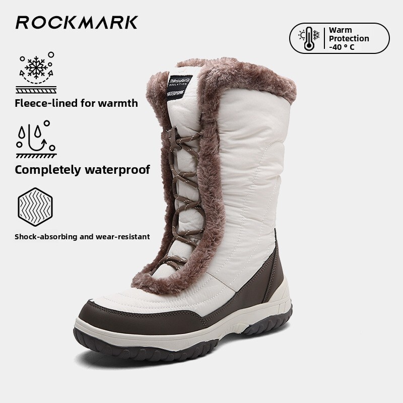 outdoor snow boots for women, 2026 new trendy winter warm, thickened, and fleece-lined boots with thick soles, fashionable cotton shoes
