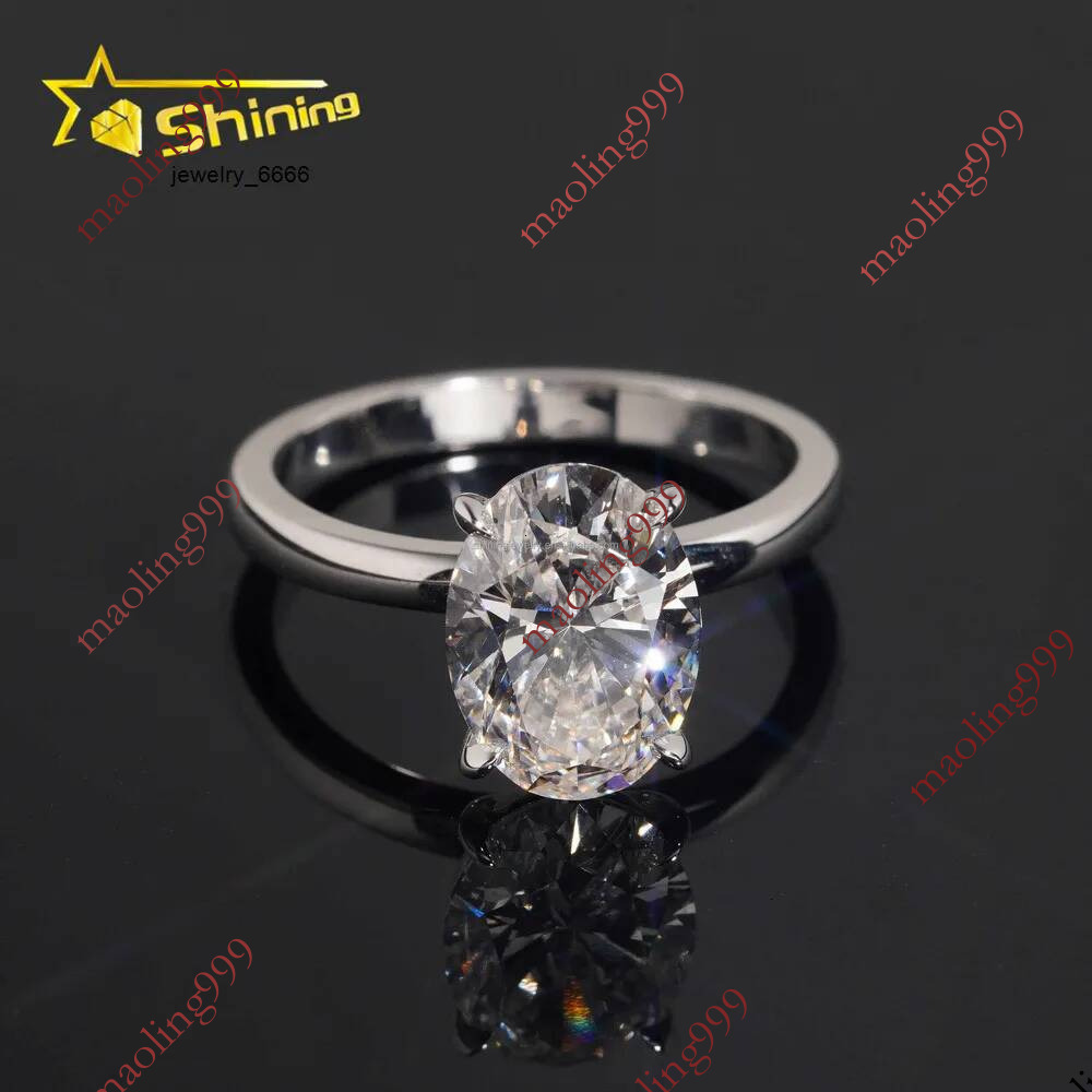 18k White Gold Luxury Bridal Jewelry Customized Fiance 3Ct Oval Crushed Cut Lab Grown CVD Diamond Engagement Solitaire Ring