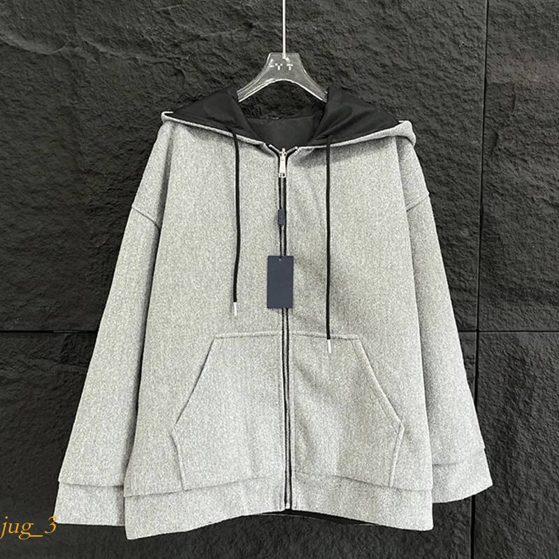 pradmen jacket Designer Luxury brand Unisex Reversible Triangle Logo Nylon Jacket Black Gray Hooded Zip Up Loose Fit Streetwear Men Women Outerwear