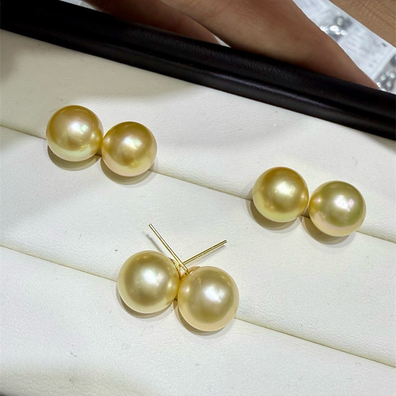 Natural Saltwater South Sea 10-11mm Nearly Flawless Luster Elegant Pearl Stud Earrings for Wedding