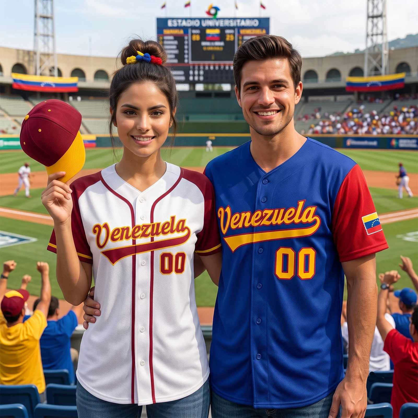 Women Personzed Men's Venezuela T-Shirts Baseball Custom Name Number Baseball Shirt Button Down Team Uniform S-4XLW261017