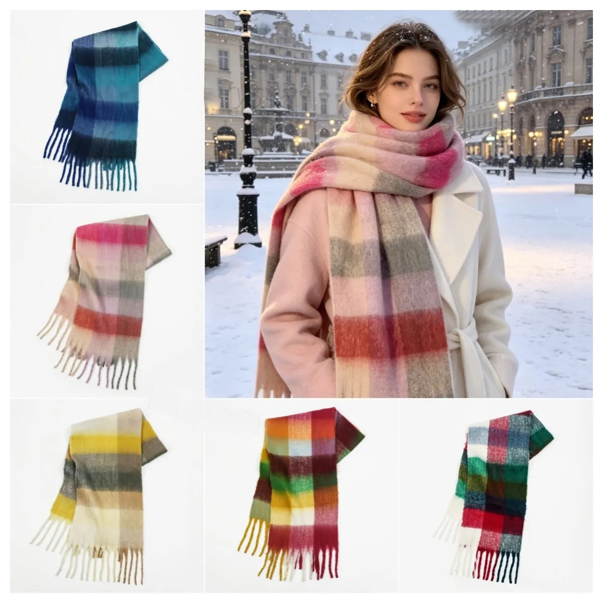 Winter Scarves Multi-color Scarves Fashion Accessories Autumn Wool Scarves Soft Shawl Scarves Designer Scarves Luxury Scarves Unisex scarf tassel sc