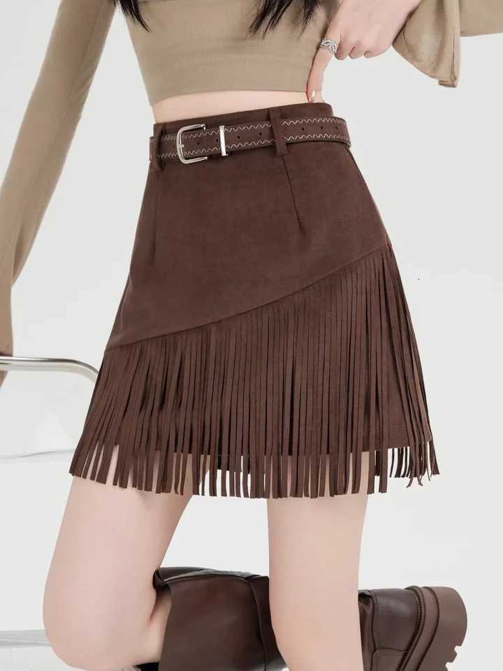 New Arrival 2026 Spring Skirts Autumn Asymmetric Fringe High Waist A-Line Mini Skirt - Flattering Slim Fit Skirts for Women W261017
