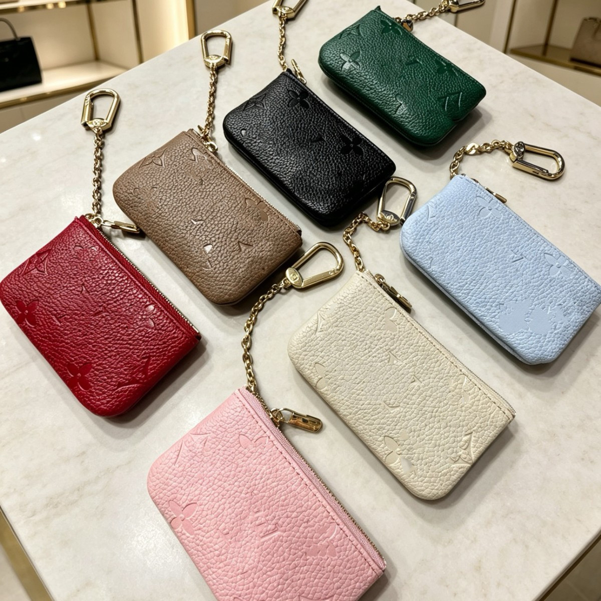 7Colors Mini Keychain Bag Charms Brand Designer Keychain Top Version Bag Charm Coin Purse Pendant Men Women Car Chain Keyring gift