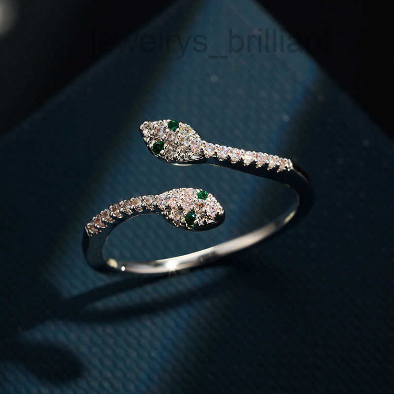 Designer Ring Luxury Jewelry 925 Double Headed Snake Opening Platinum Snake Shaped Ruby Suitable For Women's Fashionable High-end Accessories