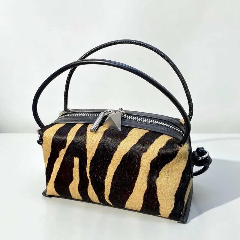 Evening Bags Horsehair With Cowhide Mini Bags For Women Designer Handbags Purses 2026 New In Leather Zebra Stripes Top Handle Shoulder H261016