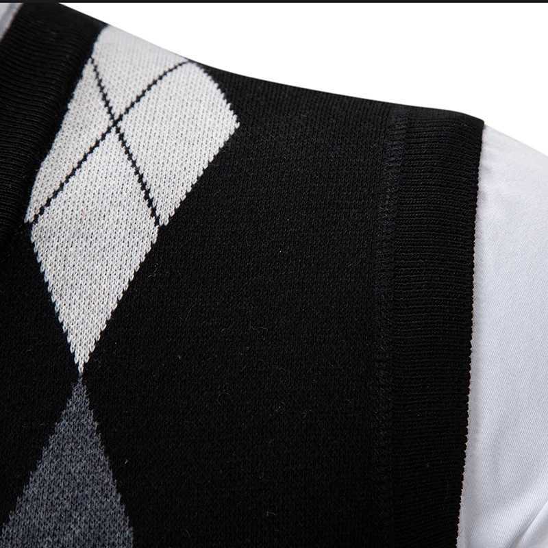 Sweater Men's Vests Mens Soft Vest Spring Autumn Sleeveless Knitted Pullover Husband Dad Fashion Knitted Vests Black Grey Plaid S-2XLW261017