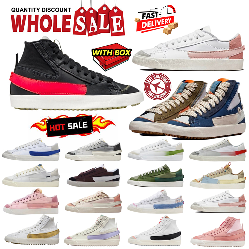 Designer Shoes Blaz Low 77 Mens Womens Casual Flats Leather Sneakers Outdoor Street Skates Jumbo White Black Navy Pink Trainers