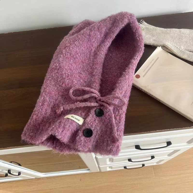 Korean Style Hat Scarf Women's Autumn And Winter Warm Ear Protection Hooded Knitted Wool 260928