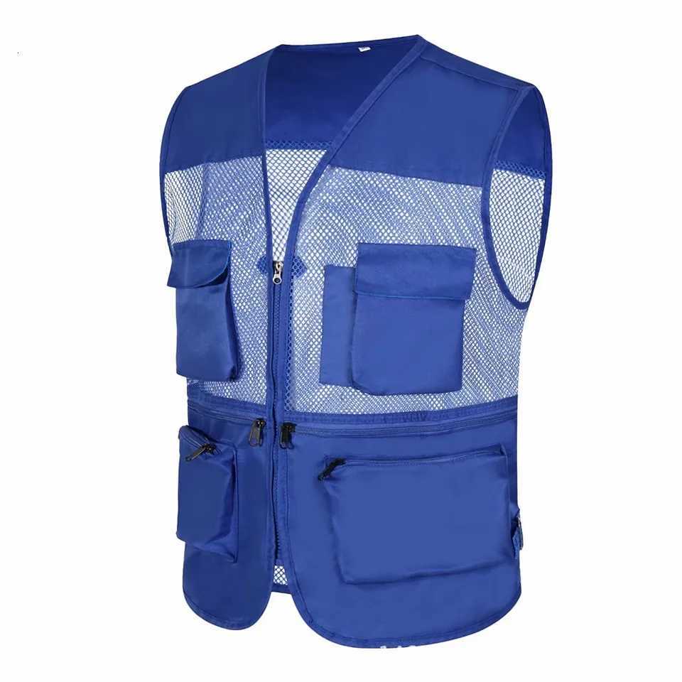 Vests Summer Thin Mesh Men's Vest Outdoor Sports For Jackets Bigsize Sleeveless Vest Multi Pockets Casual Work Wear Camping Fishing VestsW26101