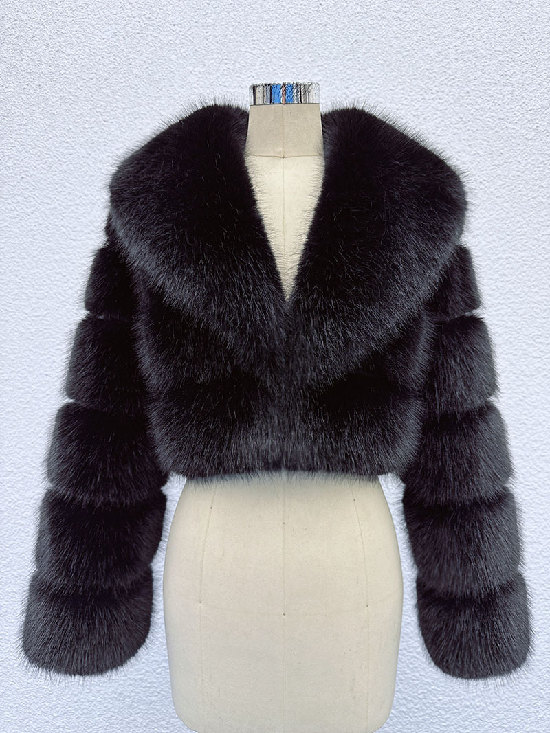 New European And American Style Faux Coat Eco-Friendly Imitation Fox Short Large Fur Collar Women's Fashion Top Honglu