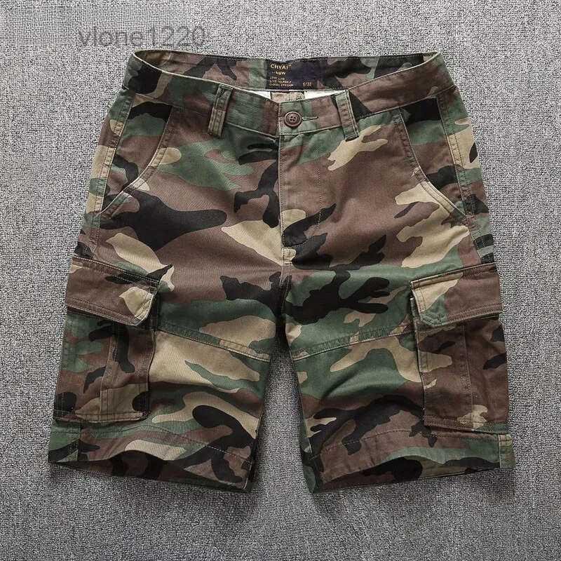 Men's Camo Cargo Shorts 100% Cotton Multi-Pocket Loose Fit Casual Work Shorts Summer Outdoor Tactical Short Pants 5 Colors
