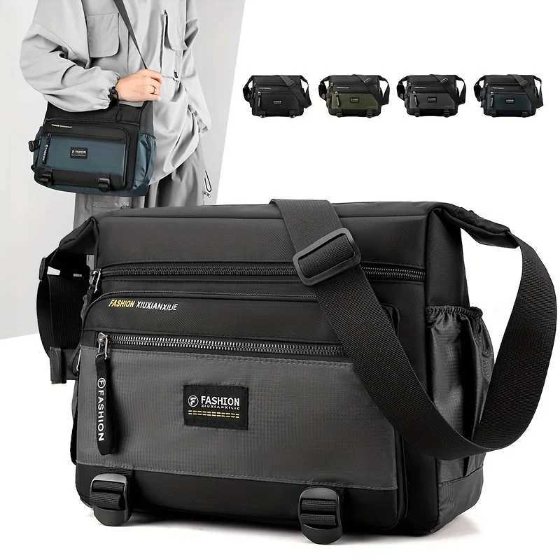 Cross Body Casual Men's Messenger Bag Small Lightweight Nylon Crossbody Bag with Polyester Lining Adjustable Strap Zip Closur H261016